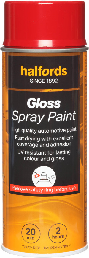 Halfords S4-110 Red Gloss Car Spray Paint - 400ml