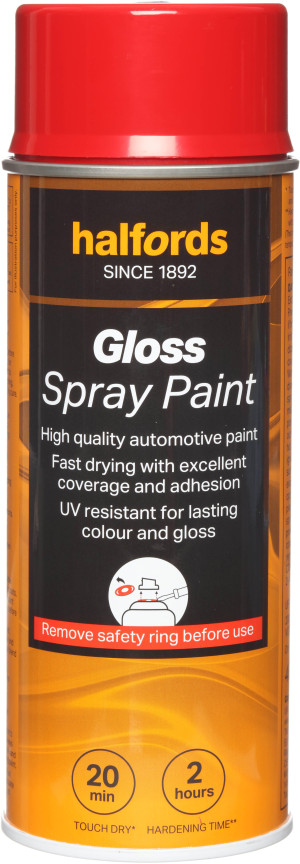 Halfords S4-190 Red Gloss Car Spray Paint - 400ml