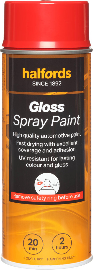 Halfords S4-290 Red Gloss Car Spray Paint - 400ml