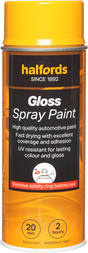 Halfords S5-080 Yellow Gloss Car Spray Paint - 400ml