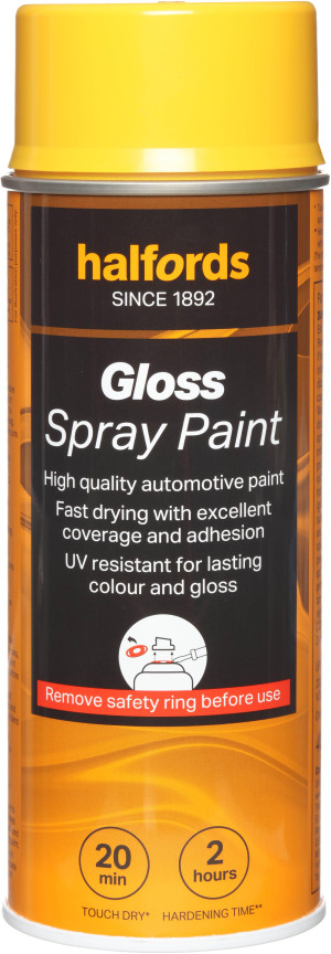 Halfords S5-100 Yellow Gloss Car Spray Paint - 400ml