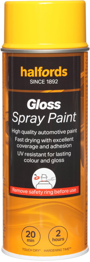 Halfords S5-120 Yellow Gloss Car Spray Paint - 400ml