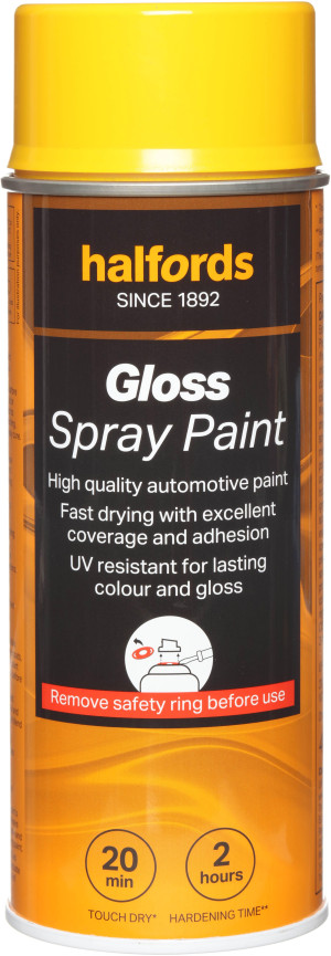 Halfords S5-130 Yellow Gloss Car Spray Paint - 400ml
