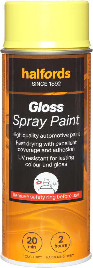 Halfords S5-160 Yellow Gloss Car Spray Paint - 400ml
