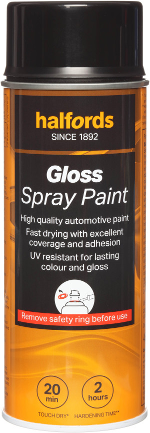 Halfords S2-020 Black Gloss Car Spray Paint - 400ml