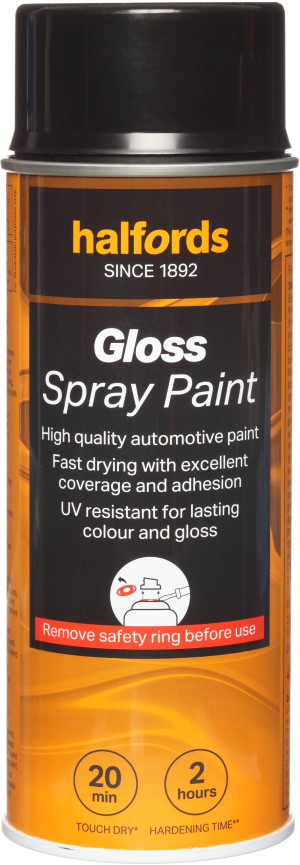 Halfords S2-030 Black Gloss Car Spray Paint - 400ml