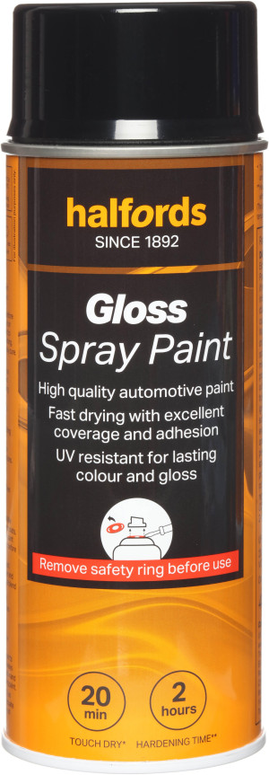 Halfords S2-040 Black Gloss Car Spray Paint - 400ml