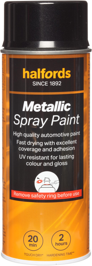 Halfords M2-140 Black Metallic Car Spray Paint - 400ml