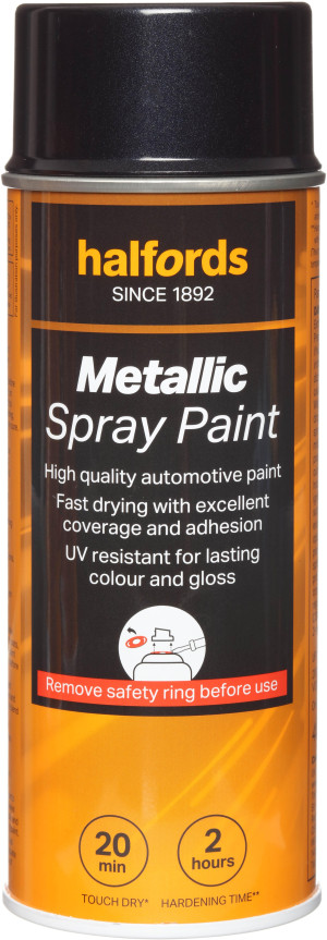 Halfords M2-190 Black Metallic Car Spray Paint - 400ml