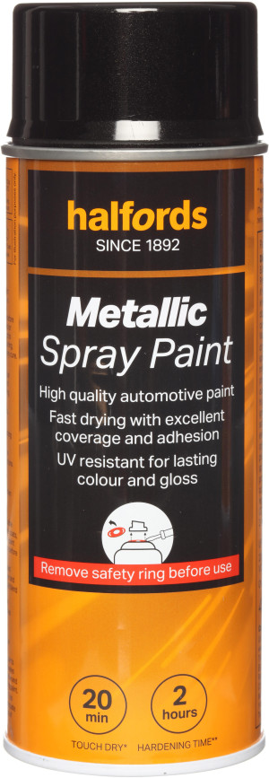 Halfords M2-110 Black Metallic Car Spray Paint - 400ml