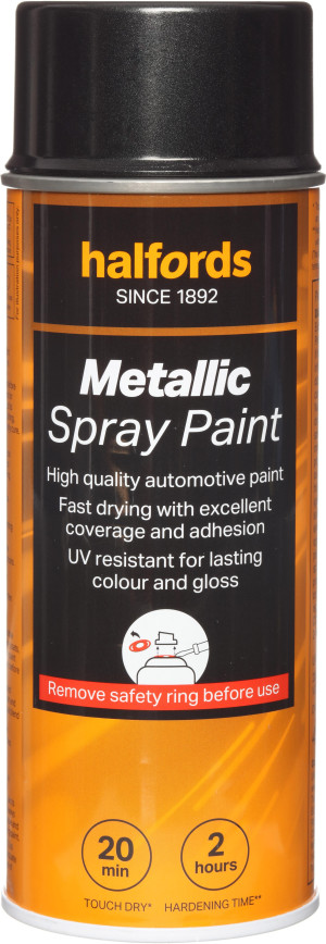 Halfords M2-040 Black Metallic Car Spray Paint - 400ml
