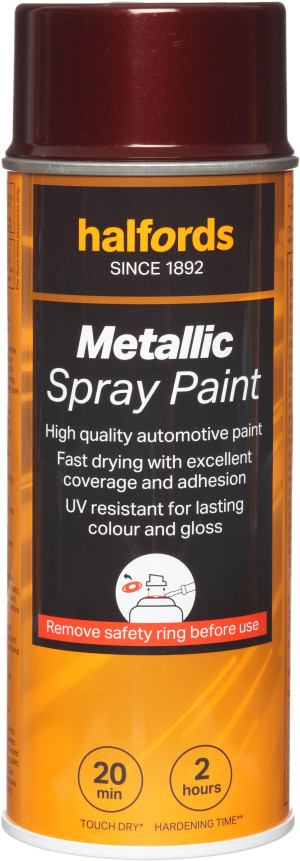 Halfords M4-040 Red Metallic Car Spray Paint - 400ml