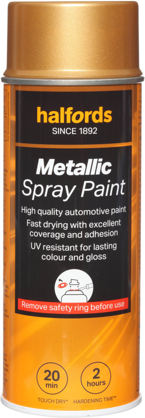 Halfords M5-050 Gold Metallic Car Spray Paint - 400ml
