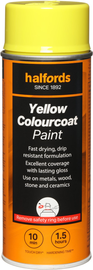 Halfords Colourcoat Machine Yellow Paint 400ml
