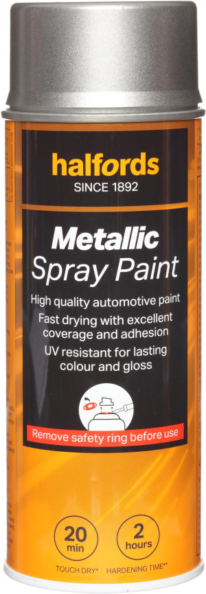 Halfords M0-340 Silver Metallic Car Spray Paint - 400ml