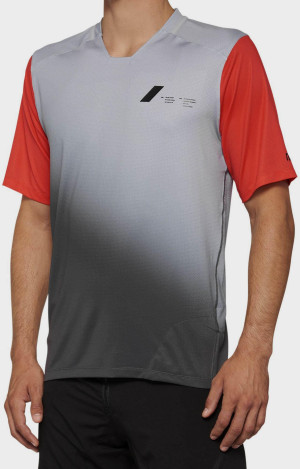 100% CELIUM Short Sleeve Jersey Grey/Racer Red - XL