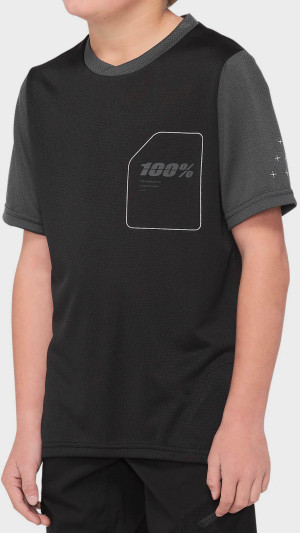100% RIDECAMP Youth Short Sleeve Jersey Black/Charcoal - S