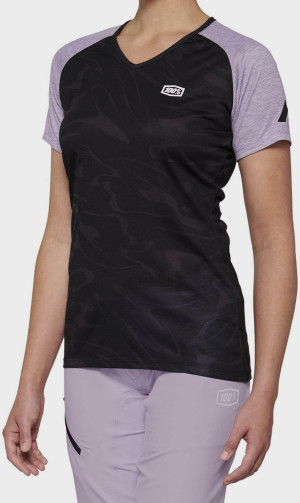100% AIRMATIC Womens Short Sleeve Jersey Black/Lavender - S