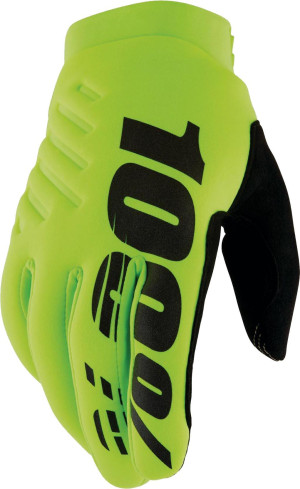 100% BRISKER Gloves Fluo Yellow/Black - M
