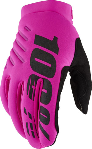100% BRISKER Womens Gloves Neon Pink/Black - L