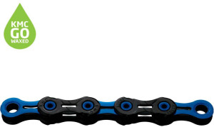 KMC DLC11 Waxed 11 Speed Chain, 118L, Black/Blue