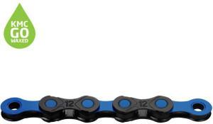 KMC DLC12 Waxed 12 Speed Chain, 126L, Black/Blue