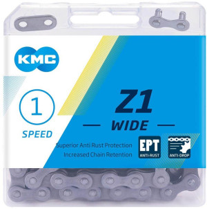 KMC Z1 Wide EPT Single Speed Chain, Silver, 128L