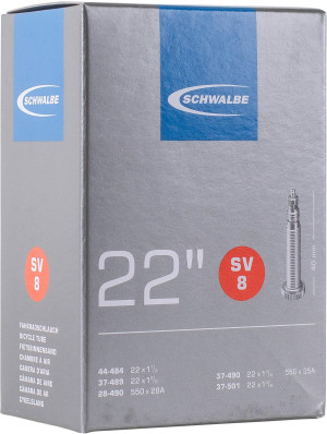 Schwalbe 22 inch Inner Tube 28/37-489/501, Presta Valve (8SV)