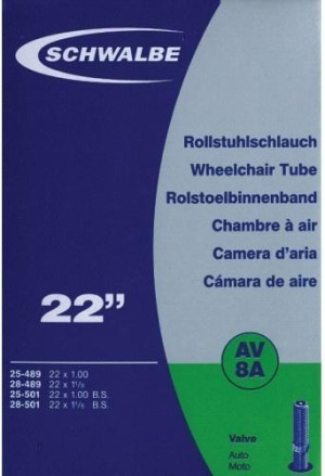 Schwalbe Wheelchair Inner Tube, 22 inch x 1.0 - 1 1/8 inch (AV8A)