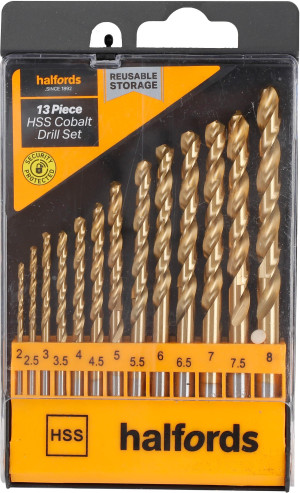Halfords 13pc HSS cobalt drill bit set