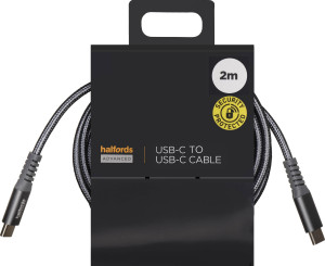 Halfords USB-C to USB-C Cable 2m Charcoal