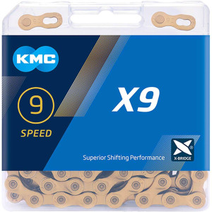 KMC X9 Ti-N 9 Speed Chain, Gold, 114L