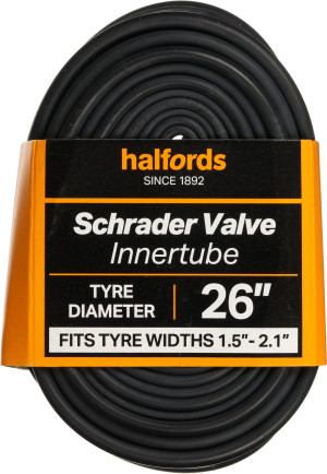 Halfords Schrader Bike Inner Tube 26" x 1.5-2.1" (for 26" wheels)