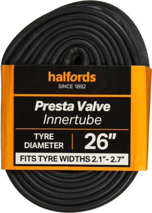 Halfords Presta Bike Inner Tube 26 inch x 2.1 inch - 2.7 inch