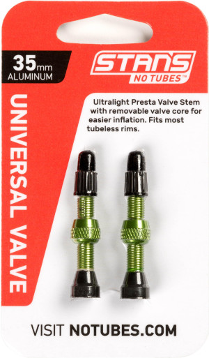 Stans NoTubes Universal Valve Stems, Presta, 35MM, GREEN