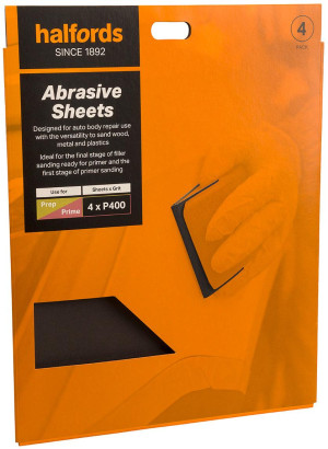 Halfords Wet & Dry 400 Grit Sandpaper x4