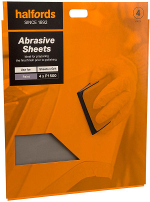 Halfords Wet & Dry 1500 Grit Sandpaper x4