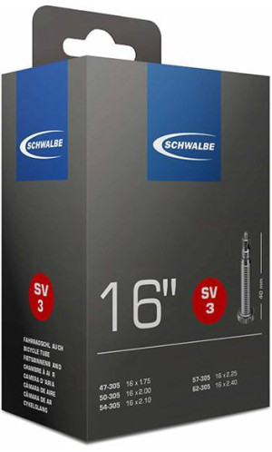 Schwalbe Bike Inner Tube, 16 inch x 1.75 - 2.5 inch (SV3)