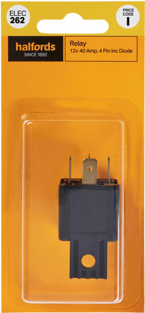 Halfords Relay 12V 40A 4 PIN inc. diode (ELEC262)