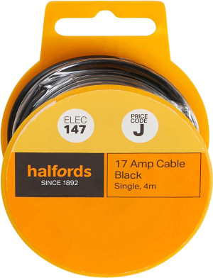 Halfords 17 Amp Cable Black (ELEC147)