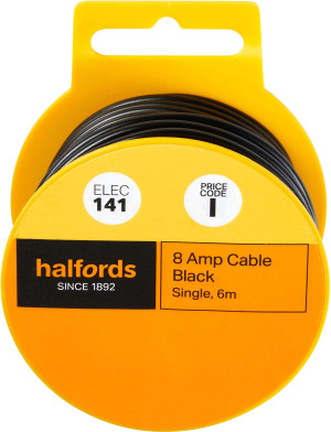 Halfords 8 Amp Cable Black (ELEC141)