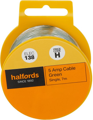 Halfords 5 Amp Cable Green (ELEC138)