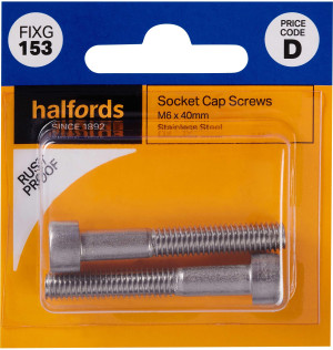 Halfords Socket Cap Screws M6 x 40mm (FIXG153)