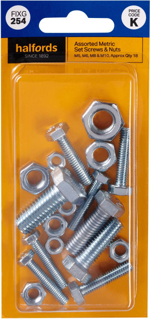 Halfords Assorted Metric Screws & Nuts (FIXG254)