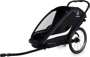 Breeze Twin Bike Trailer, Navy/Cream
