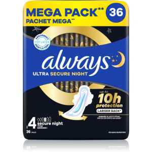Always Ultra Secure Night Size 4 serviettes hygiéniques pour la nuit 36 pcs