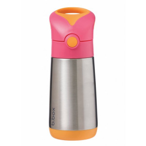 b.box Thermos Mini Thermosflasche mit Strohhalm Pink Orange 1 St.