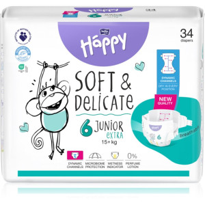 BELLA Baby Happy Soft&Delicate couches jetables avec canaux Junior Extra 15+ kg 34 pcs