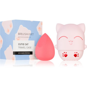 BrushArt Accessories Cutie Cat travel case with make-up sponge Svamp til at lægge makeup med rejsetaske