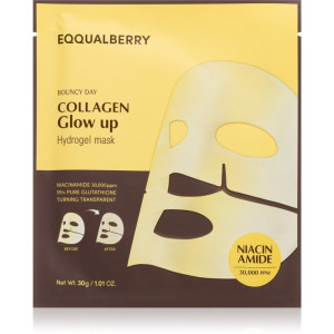 EQQUALBERRY Collagen Glow Up Hydrogel Mask Cellaag Masker met Verhelderende en Hydraterende Werking met Gel Textuur 30 g